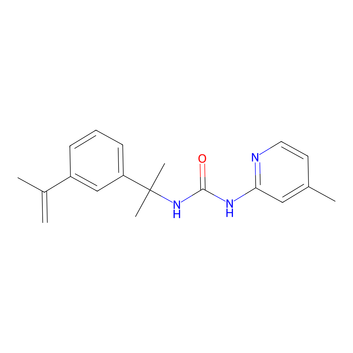 1-[2-[3-(1-Methylethenyl)phenyl]propan-2-yl]-3-(4-methyl-2-pyridinyl)urea molecular structure, CAS 5978-30-3