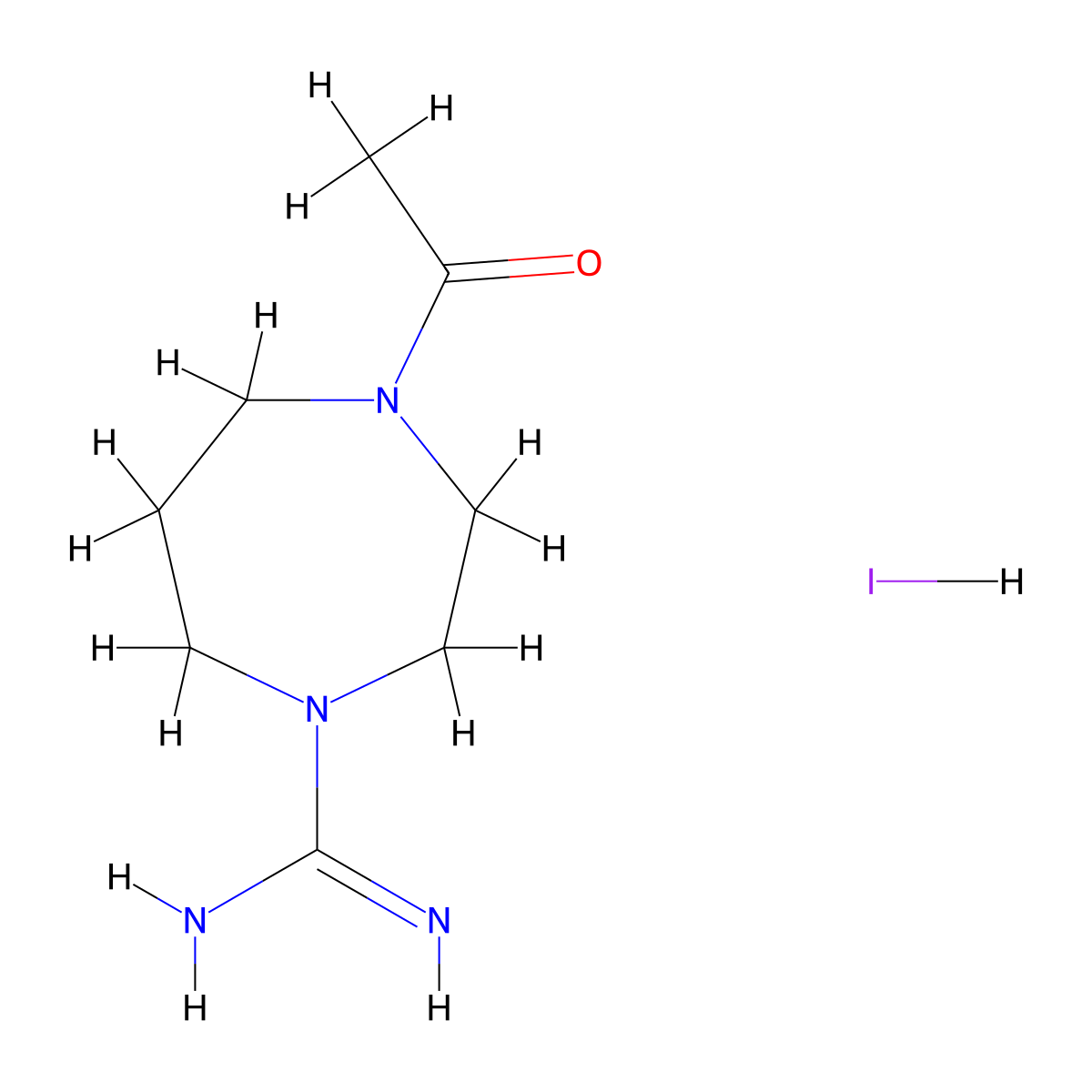4-Acetyl-1,4-diazepane-1-carboximidamide hydroiodide molecular structure, CAS 59784-53-1