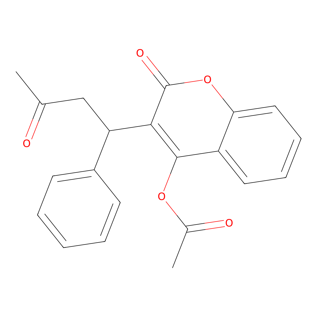 Warfarin acetate molecular structure, CAS 5979-00-0