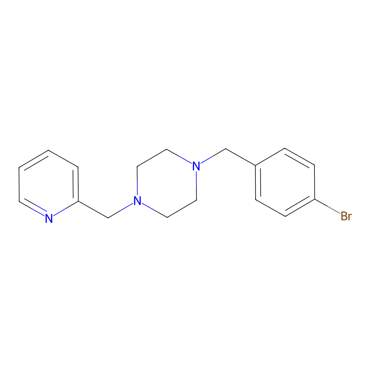 1-[(4-Bromophenyl)methyl]-4-(pyridin-2-ylmethyl)piperazine molecular structure, CAS 5979-16-8