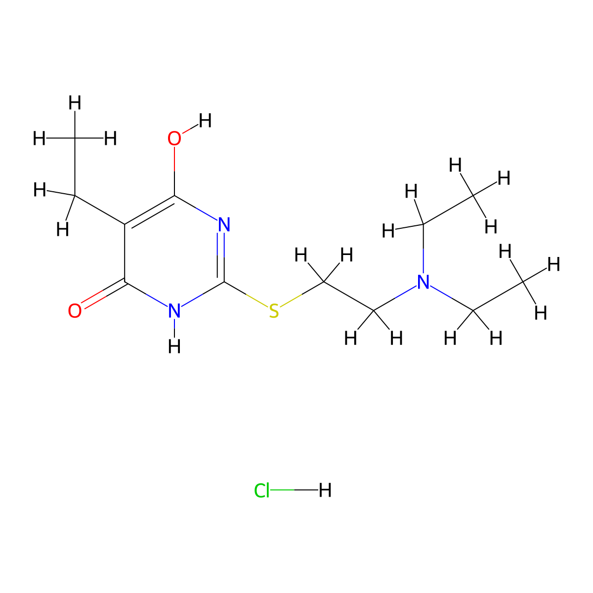 2-[2-(Diethylamino)ethylsulfanyl]-5-ethyl-4-hydroxy-1H-pyrimidin-6-one;hydrochloride molecular structure, CAS 5979-84-0