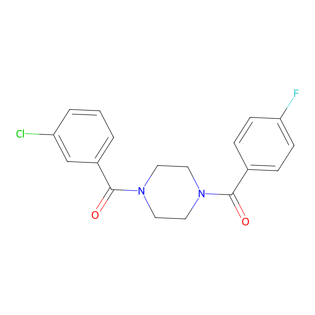 1-(3-Chlorobenzoyl)-4-(4-fluorobenzoyl)piperazine molecular structure, CAS 5979-86-2