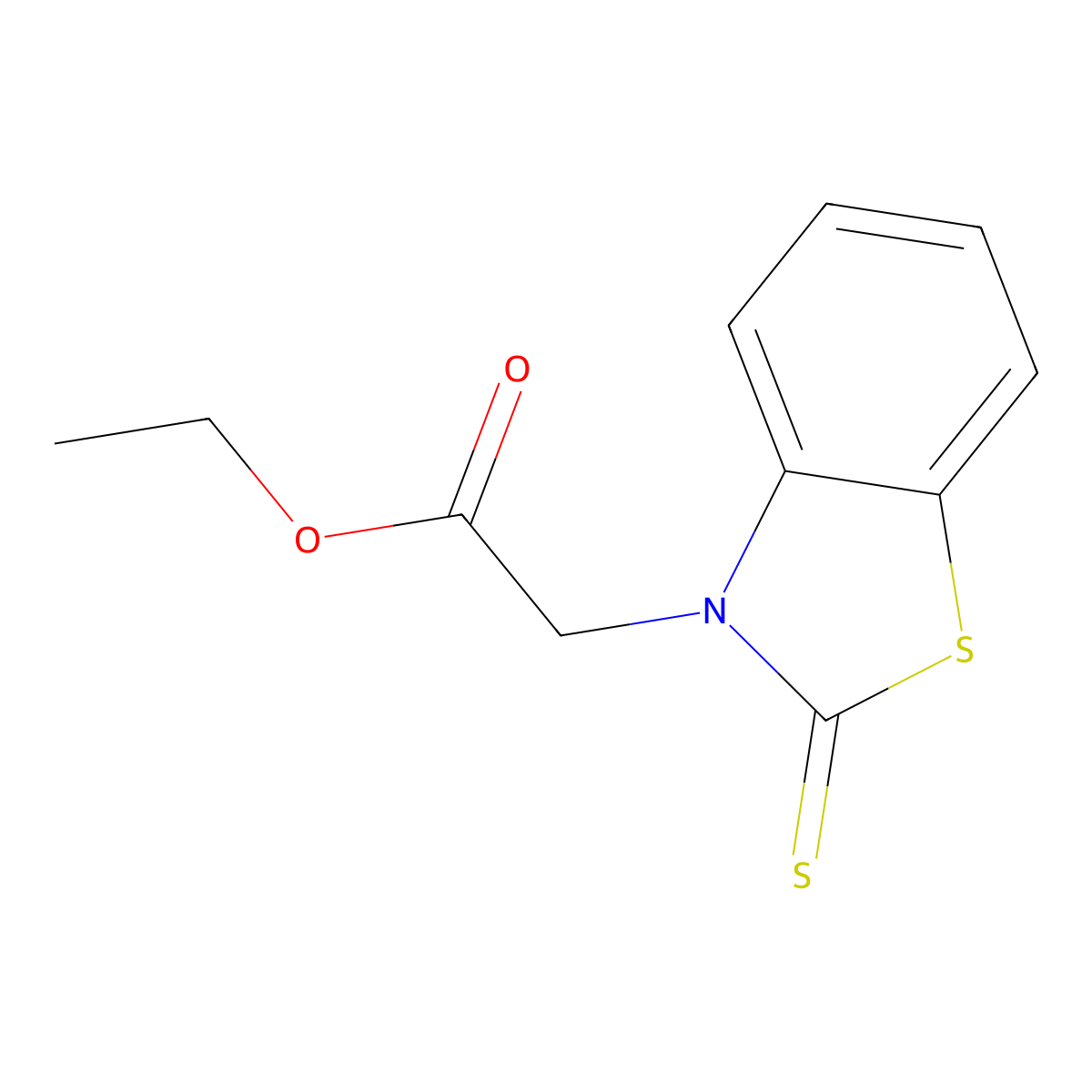 Ethyl 2-(2-sulfanylidene-1,3-benzothiazol-3-yl)acetate molecular structure, CAS 59794-33-1
