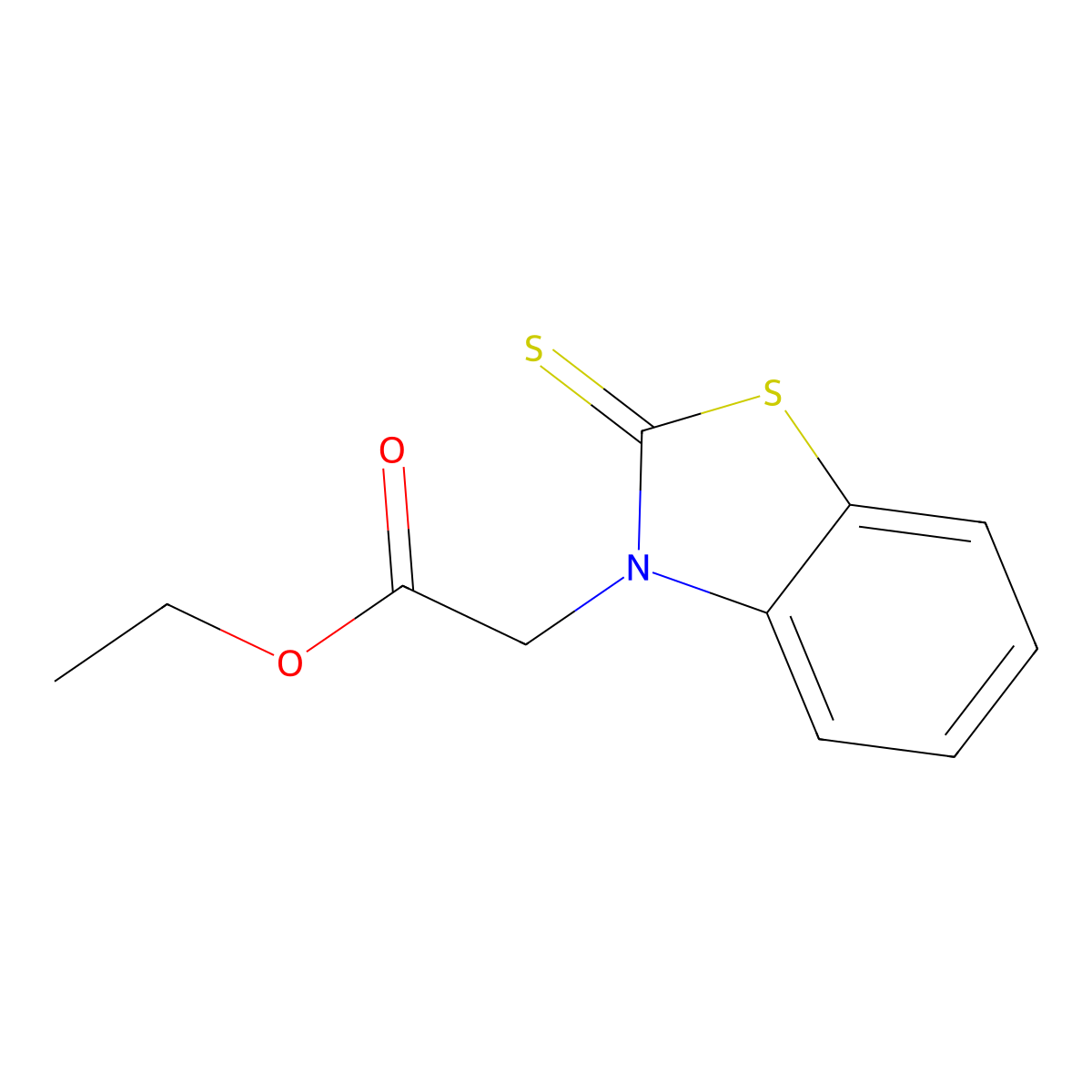 Ethyl 2-(2-sulfanylidene-1,3-benzothiazol-3-yl)acetate molecular structure, CAS 59794-33-1