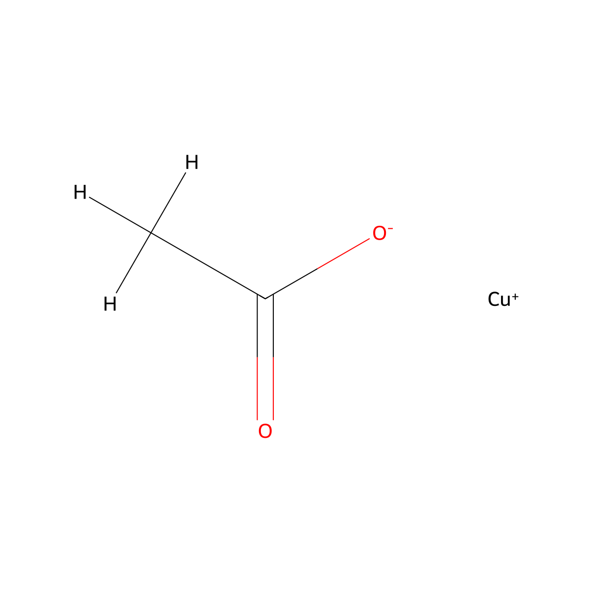 Copper(I) acetate , Copper(I) acetate molecular structure, CAS 598-54-9