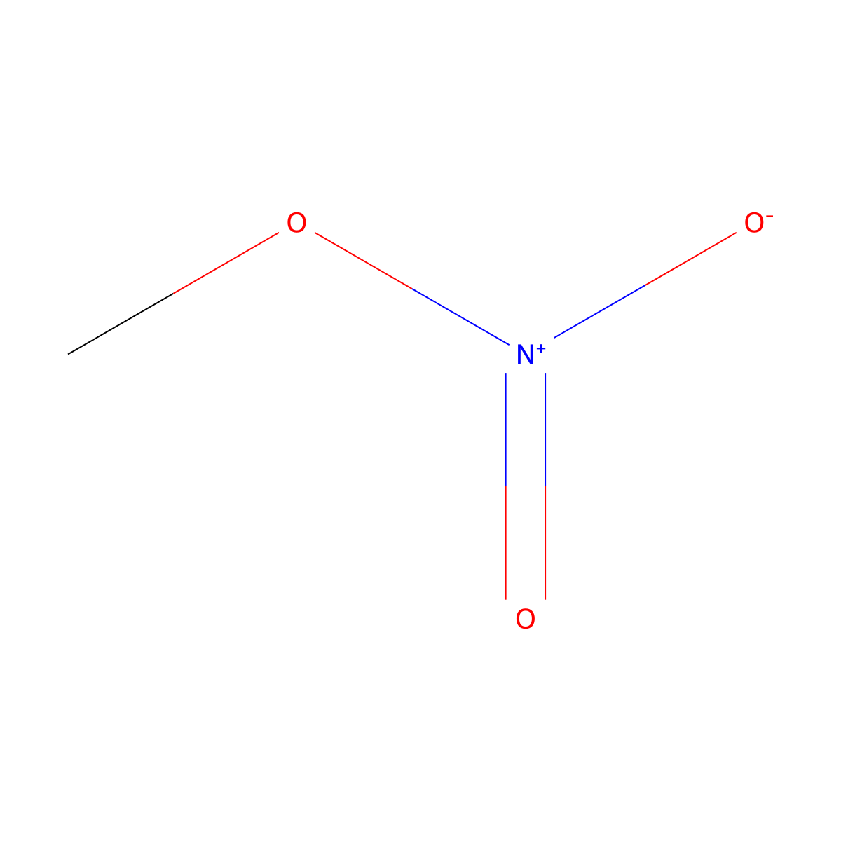 Methyl nitrate molecular structure, CAS 598-58-3