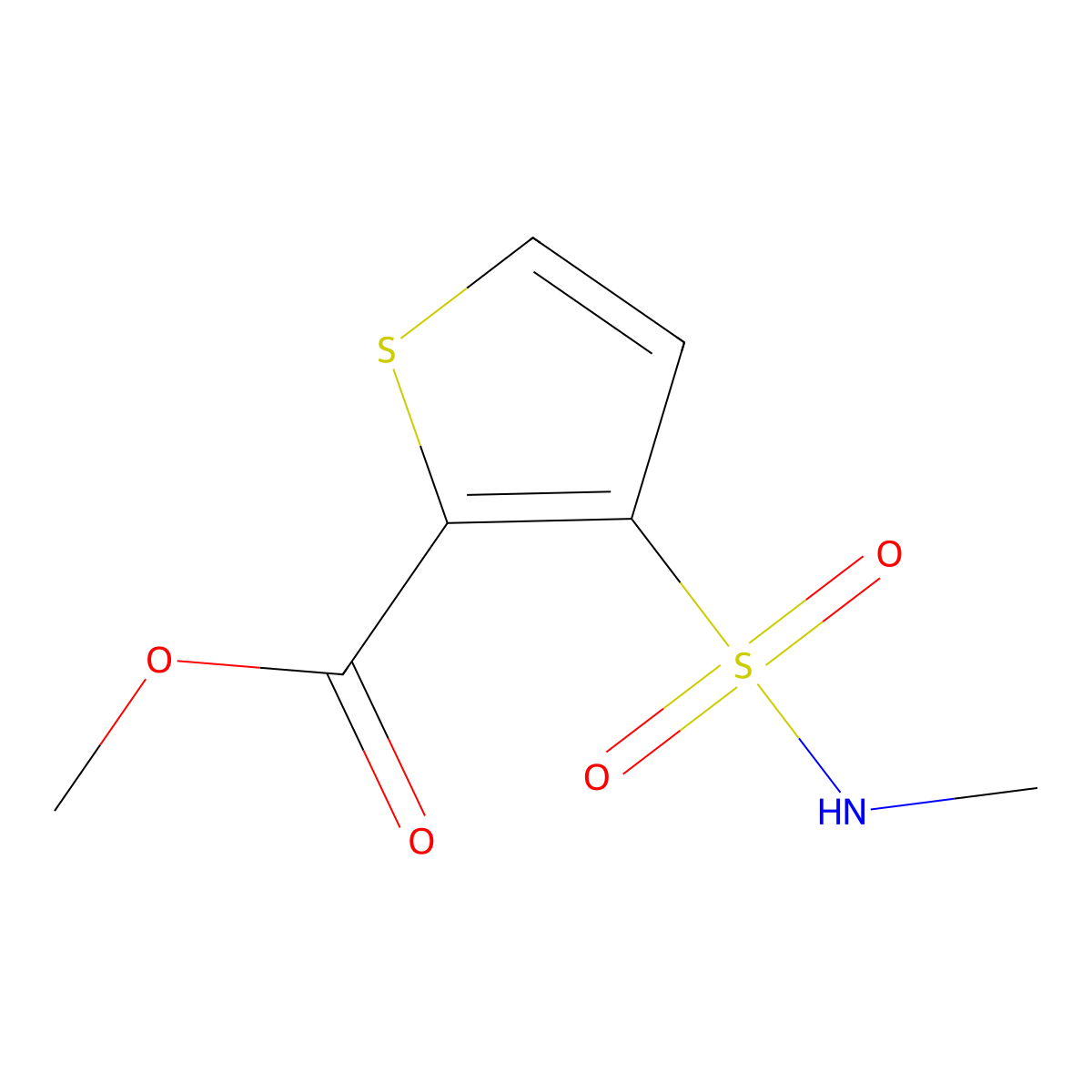methyl 3-(N-methylsulfamoyl)thiophene-2-carboxylate molecular structure, CAS 59804-27-2