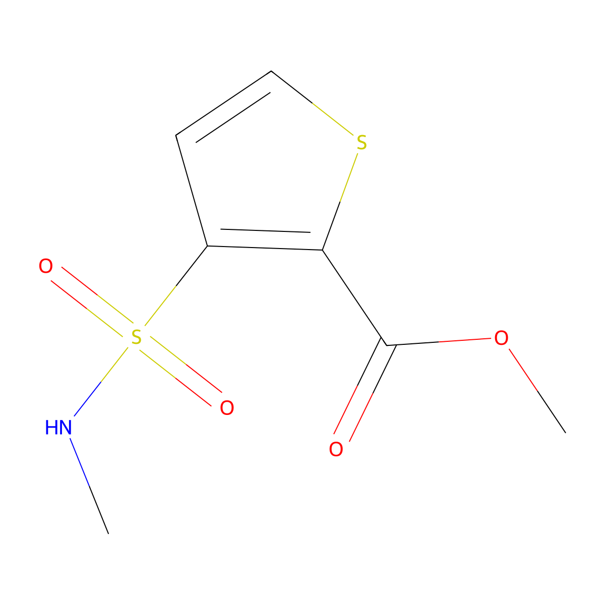 methyl 3-(N-methylsulfamoyl)thiophene-2-carboxylate molecular structure, CAS 59804-27-2