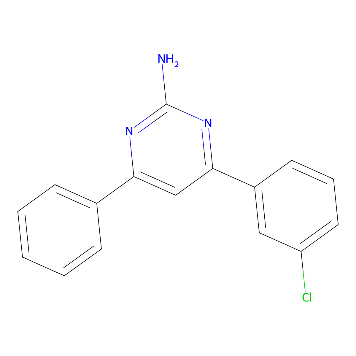 4-(3-Chlorophenyl)-6-phenylpyrimidin-2-amine molecular structure, CAS 59807-17-9