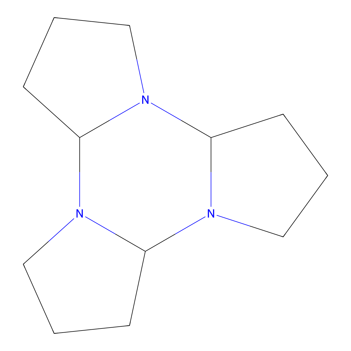 Dodecahydrotripyrrolo(1,2-a:1',2'-c:1'',2''-e)(1,3,5)triazine molecular structure, CAS 5981-17-9