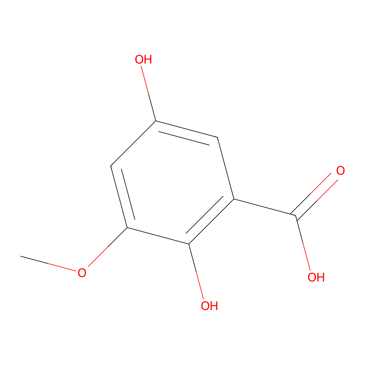 2,5-Dihydroxy-3-methoxybenzoic acid molecular structure, CAS 5981-38-4