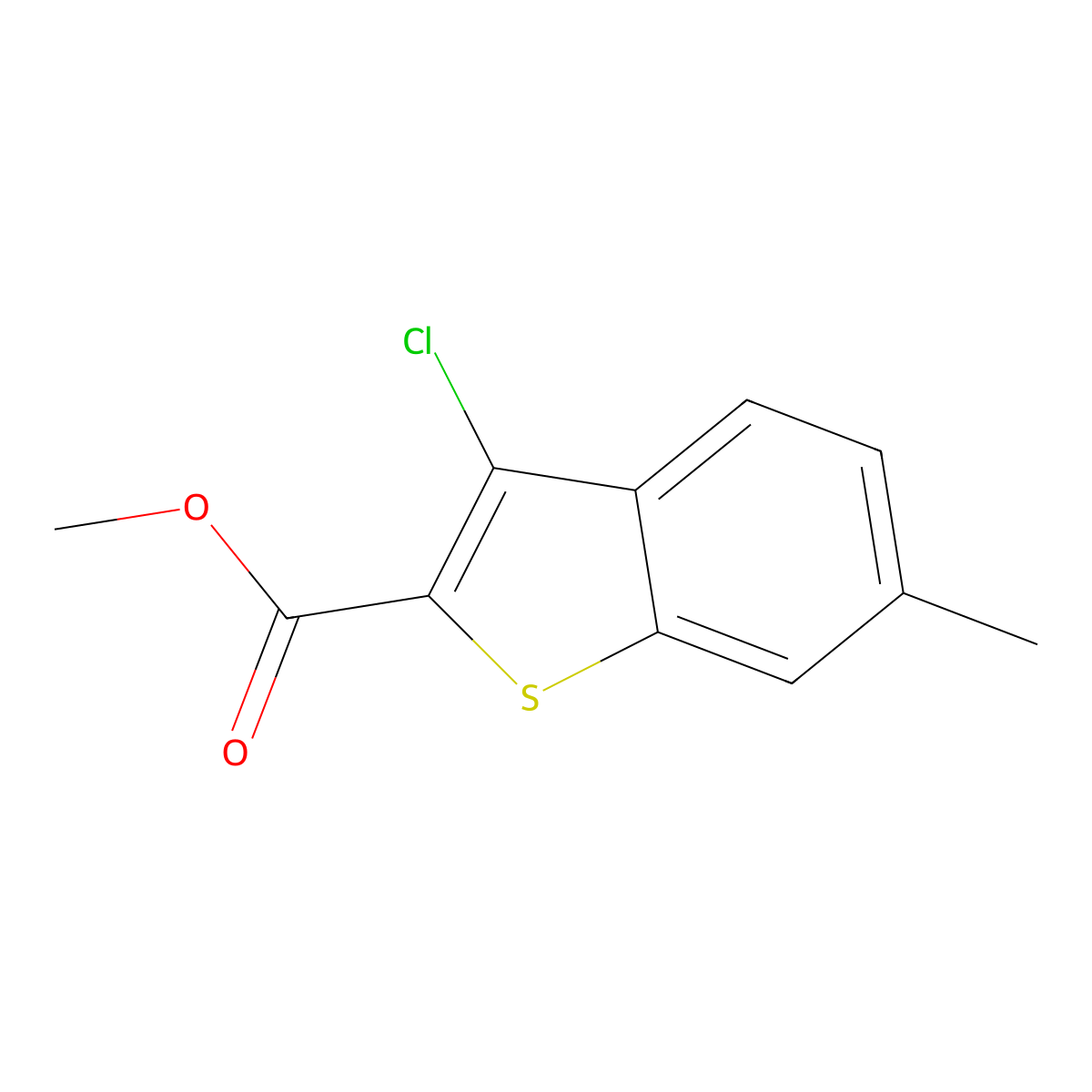 Methyl 3-chloro-6-methylbenzo(b)thiophene-2-carboxylate molecular structure, CAS 59812-34-9