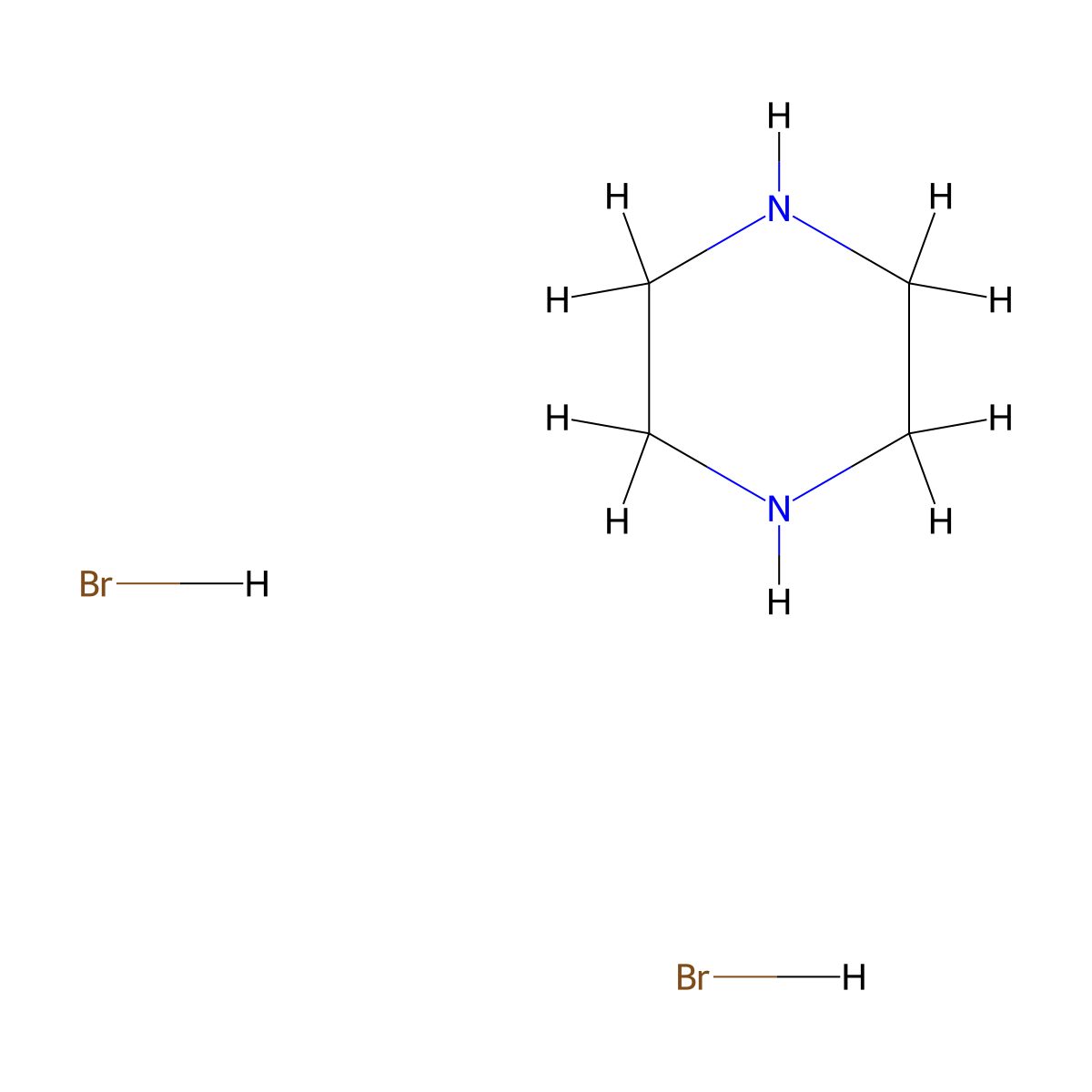 Piperazine dihydrobromide molecular structure, CAS 59813-05-7