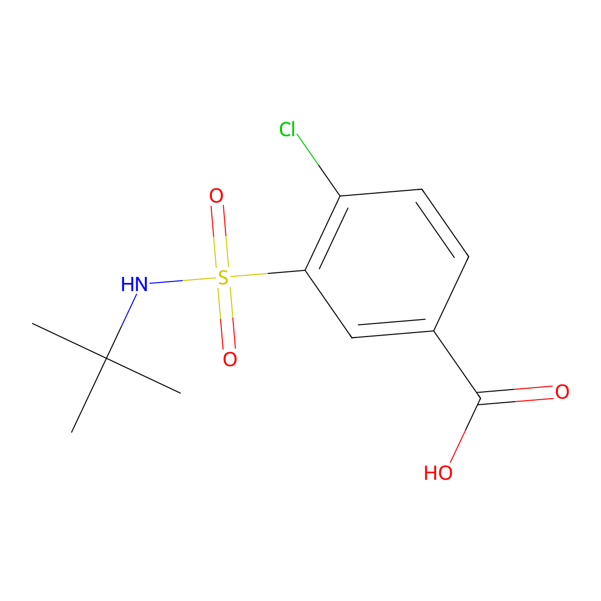 3-(Tert-butylsulfamoyl)-4-chlorobenzoic acid molecular structure, CAS 59815-50-8