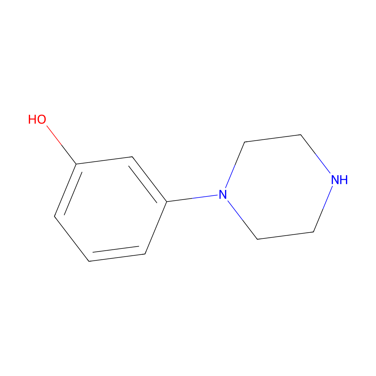 1-(3-Hydroxyphenyl)piperazine molecular structure, CAS 59817-32-2