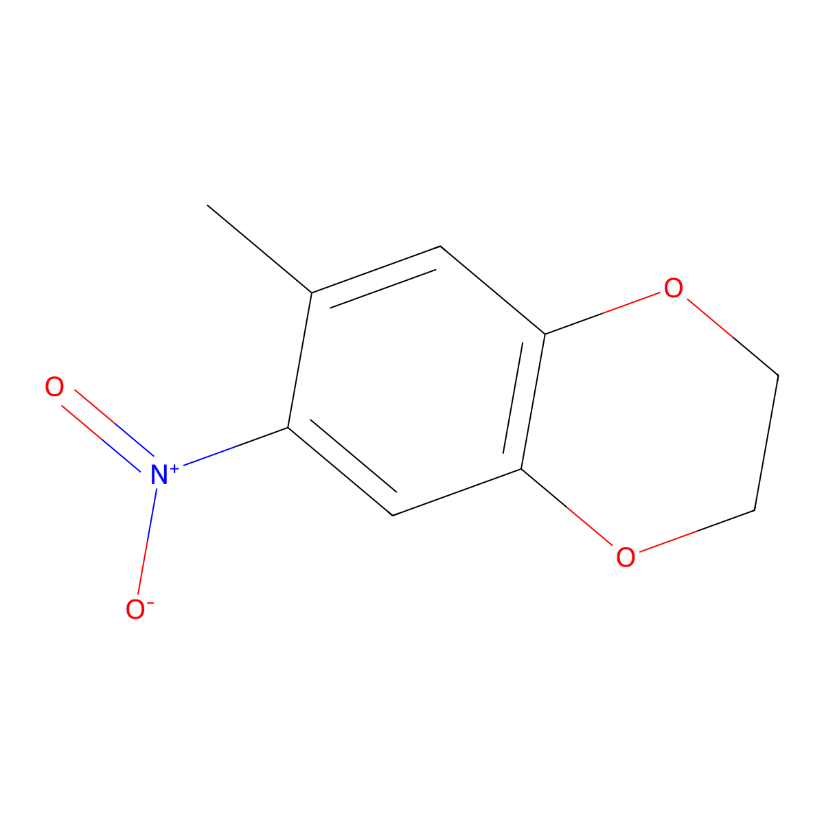 1,4-Benzodioxan, 7-methyl-6-nitro- molecular structure, CAS 59820-83-6