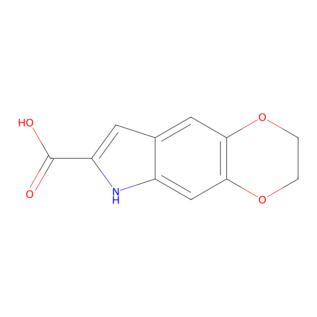 2H,3H,6H-(1,4)dioxino(2,3-f)indole-7-carboxylic acid molecular structure, CAS 59820-87-0