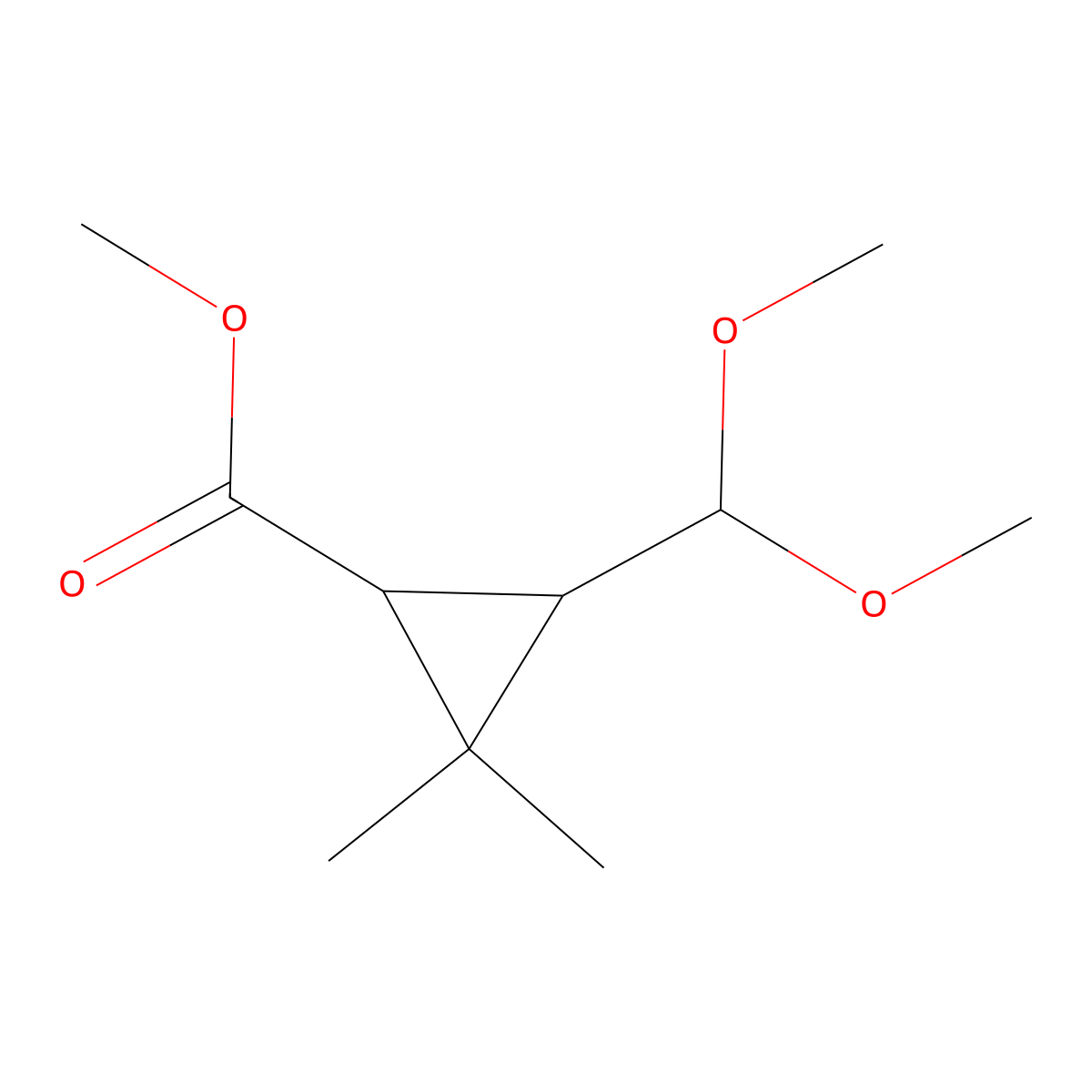 Methyl 3-(dimethoxymethyl)-2,2-dimethylcyclopropane-1-carboxylate molecular structure, CAS 59829-77-5