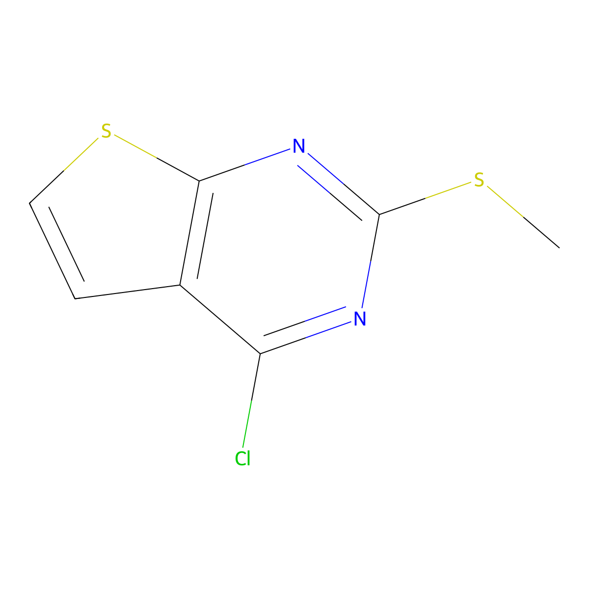4-Chloro-2-(methylthio)thieno[2,3-d]pyrimidine molecular structure, CAS 598298-10-3
