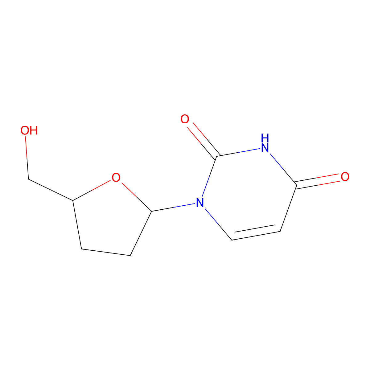 2',3'-Dideoxyuridine molecular structure, CAS 5983-09-5