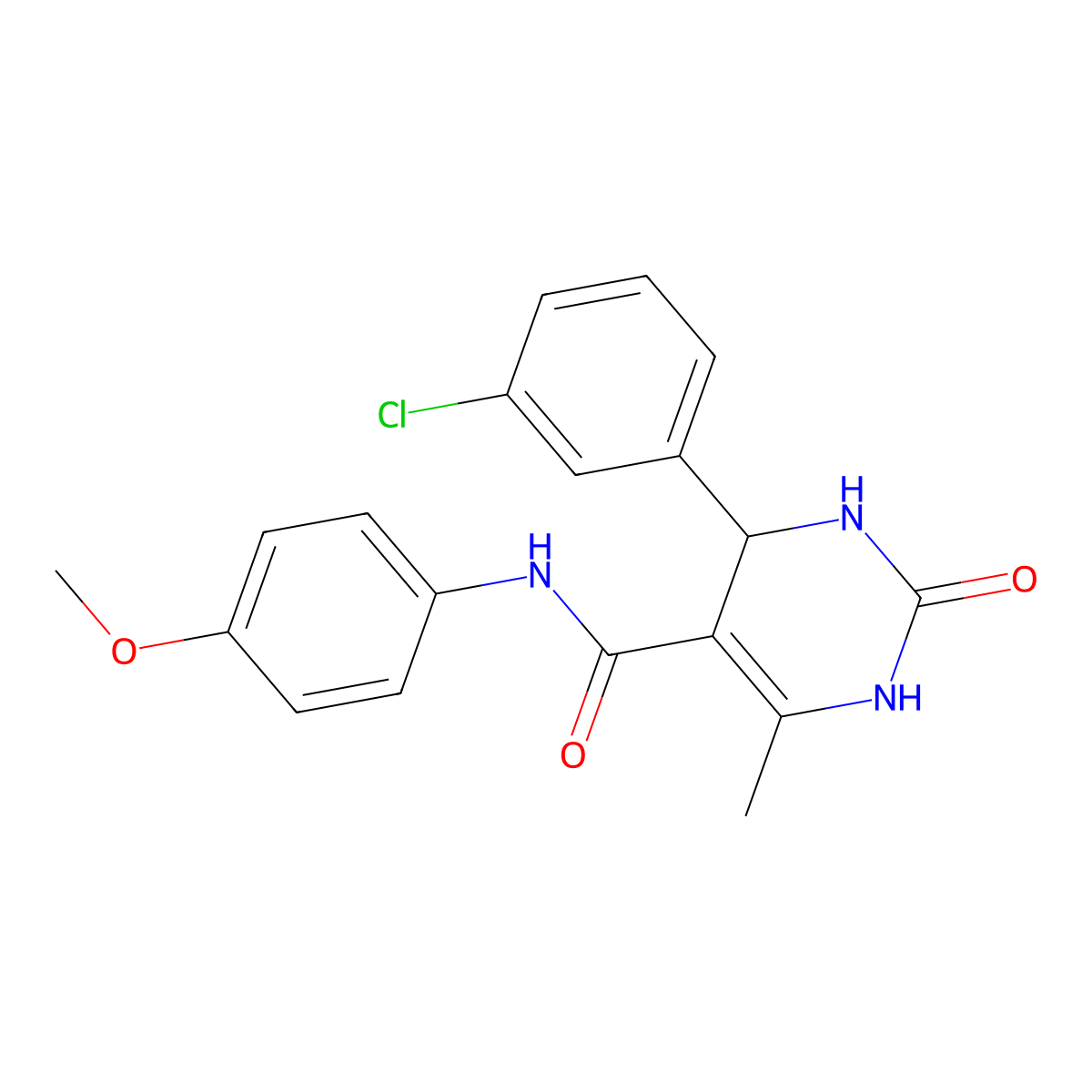 4-(3-chlorophenyl)-N-(4-methoxyphenyl)-6-methyl-2-oxo-3,4-dihydro-1H-pyrimidine-5-carboxamide molecular structure, CAS 5983-50-6