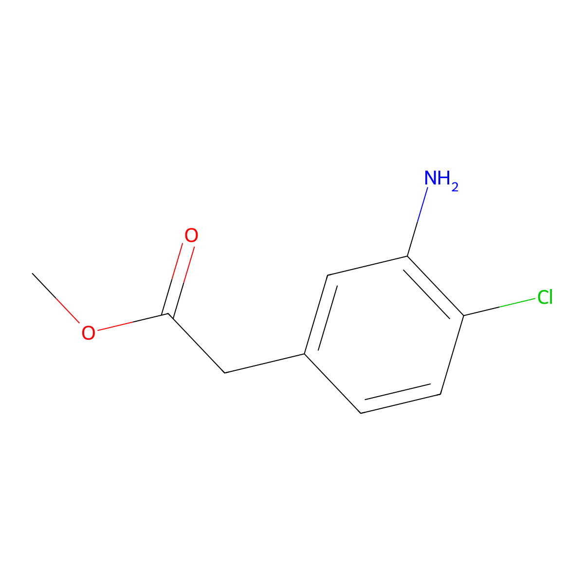 Methyl 2-(3-amino-4-chlorophenyl)acetate molecular structure, CAS 59833-69-1