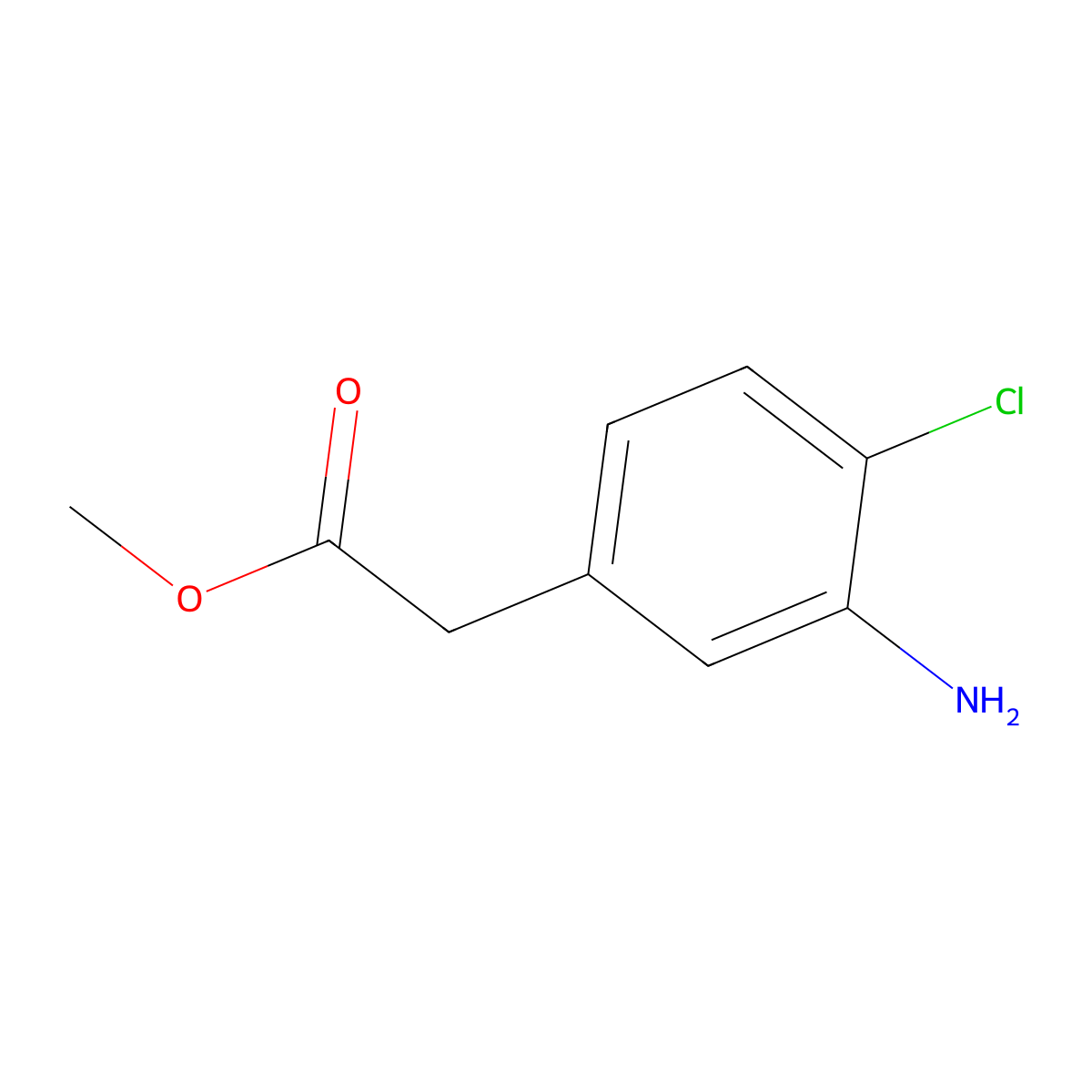 Methyl 2-(3-amino-4-chlorophenyl)acetate molecular structure, CAS 59833-69-1