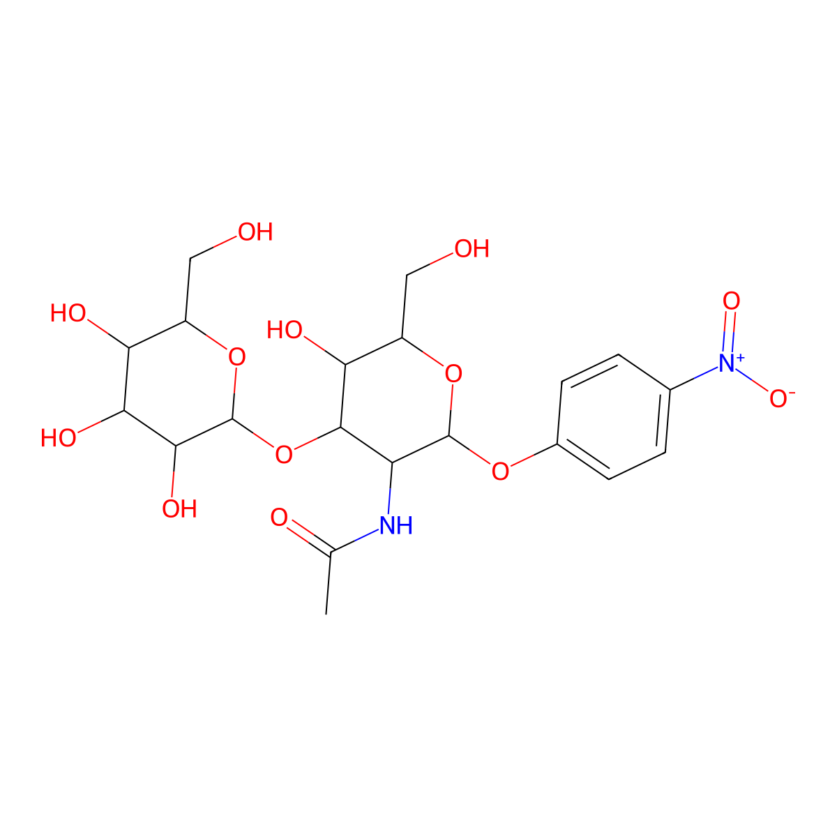 beta-D-Galactosyl(1-3)-4-nitrophenyl-N-acetyl-alpha-D-galactosamine molecular structure, CAS 59837-14-8