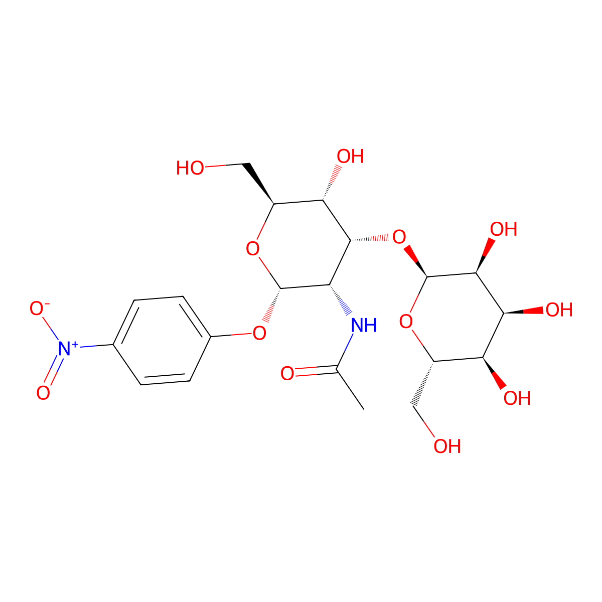 4-Nitrophenyl 2-acetamido-3-O-alpha-L-allopyranosyl-2-deoxy-alpha-L-allopyranoside molecular structure, CAS 59837-15-9