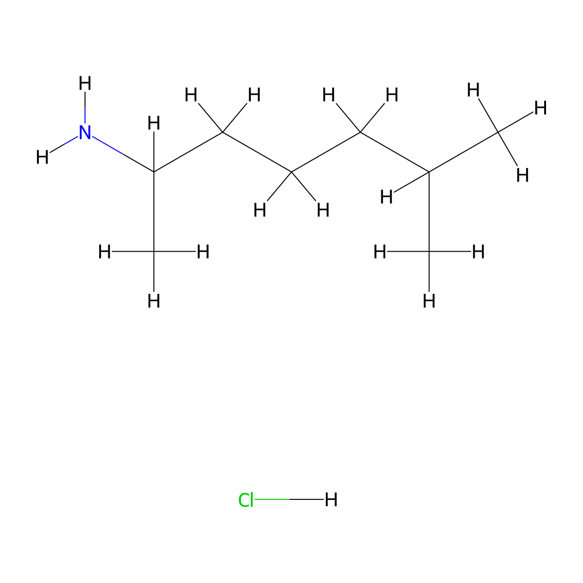 (1,5-Dimethylhexyl)ammonium chloride molecular structure, CAS 5984-59-8