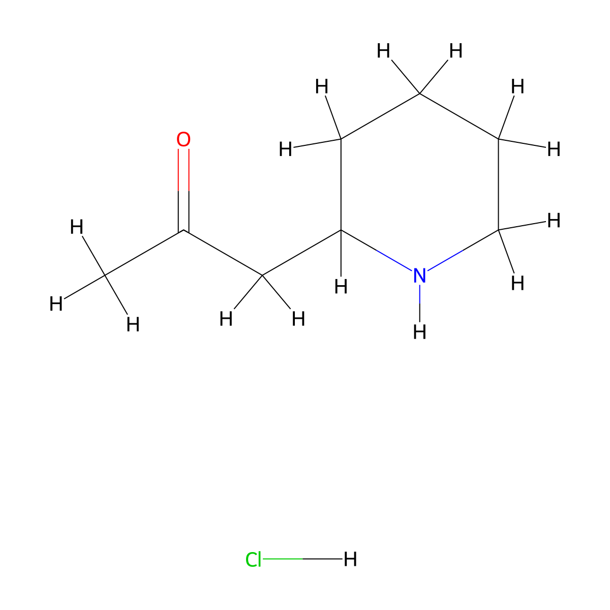 Pelletierine hydrochloride molecular structure, CAS 5984-61-2