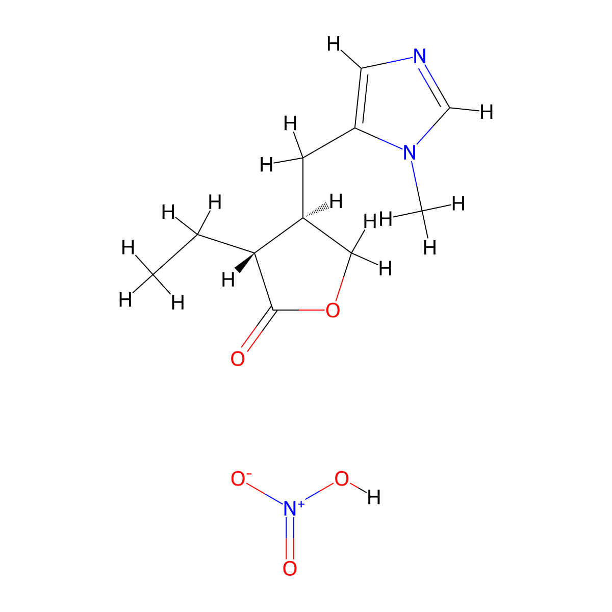 Isopilocarpine nitrate molecular structure, CAS 5984-94-1
