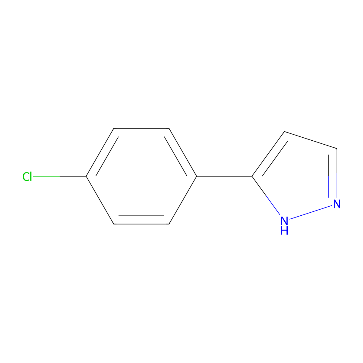 3-(4-chlorophenyl)-1H-pyrazole molecular structure, CAS 59843-58-2
