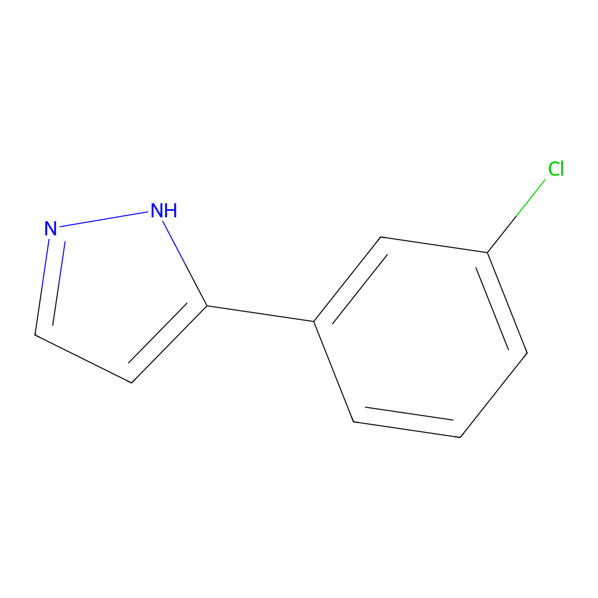 5-(3-chlorophenyl)-1H-pyrazole molecular structure, CAS 59843-69-5