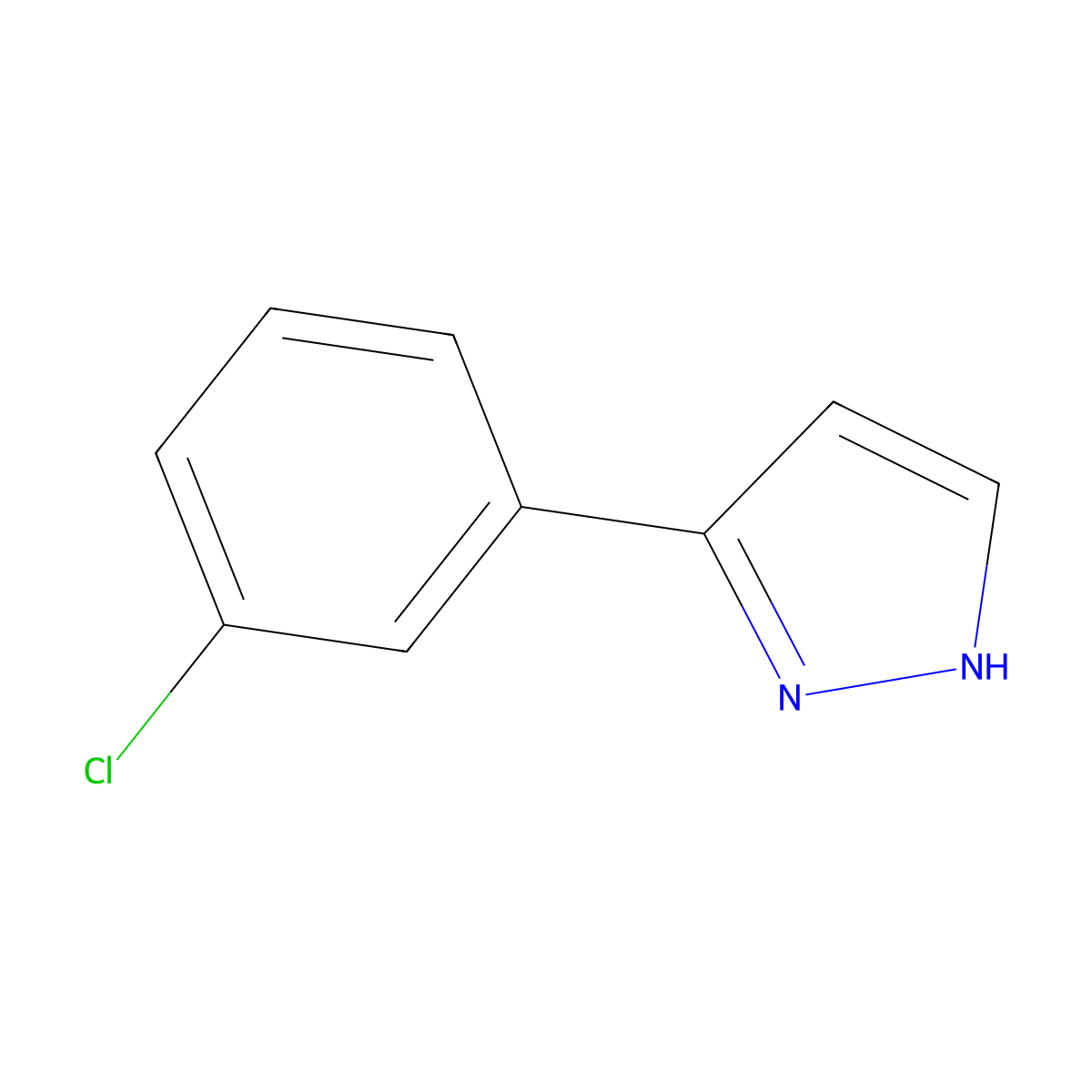5-(3-chlorophenyl)-1H-pyrazole molecular structure, CAS 59843-69-5