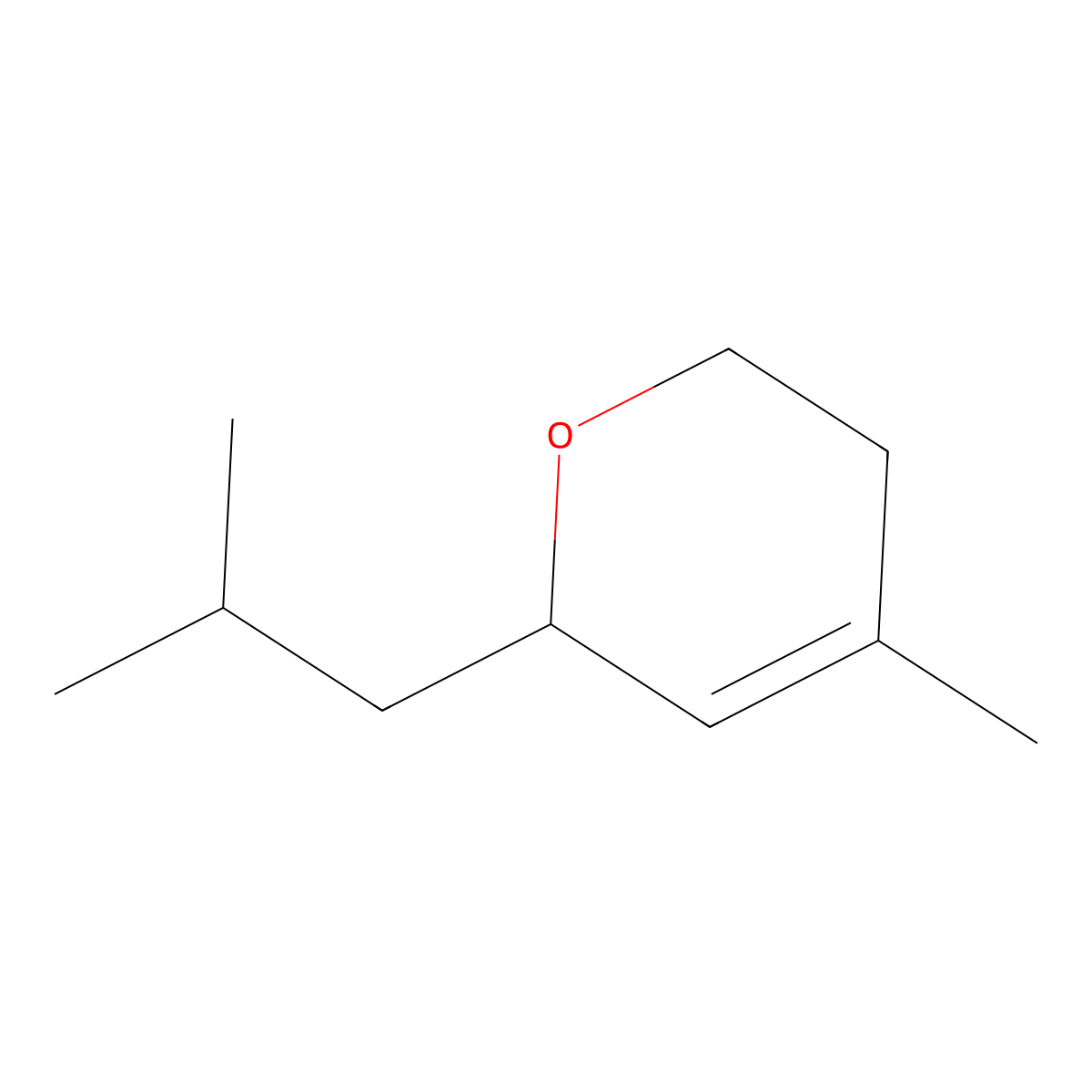 5,6-dihydro-4-methyl-2-(2-methylpropyl)-2H-pyran molecular structure, CAS 59848-65-6