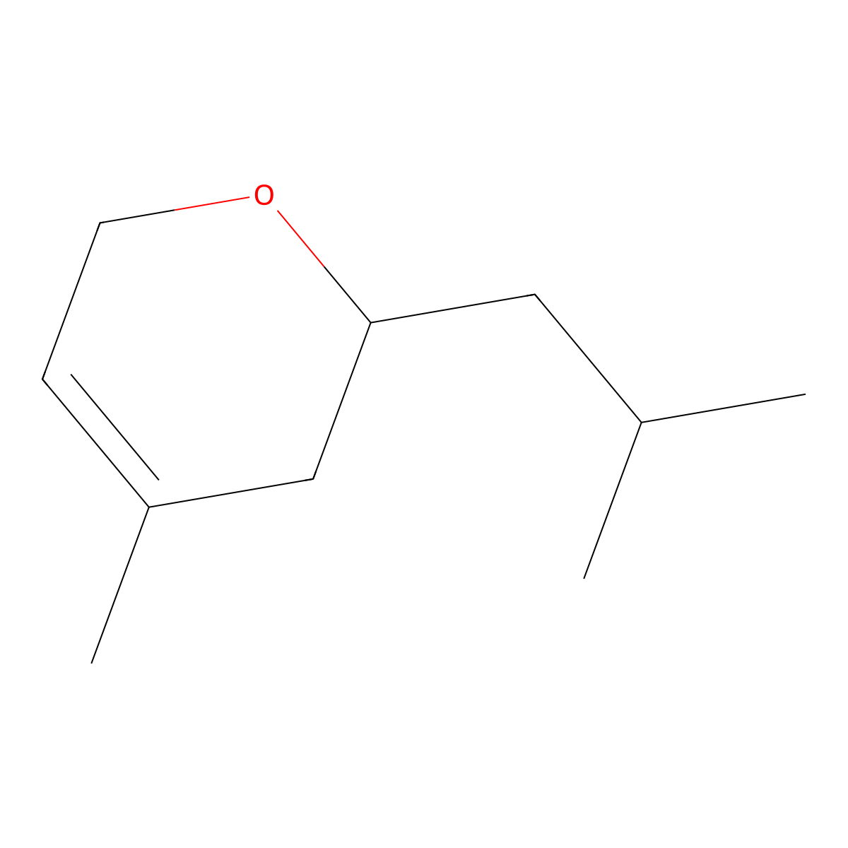 3,6-dihydro-4-methyl-2-(2-methylpropyl)-2H-pyran molecular structure, CAS 59848-69-0
