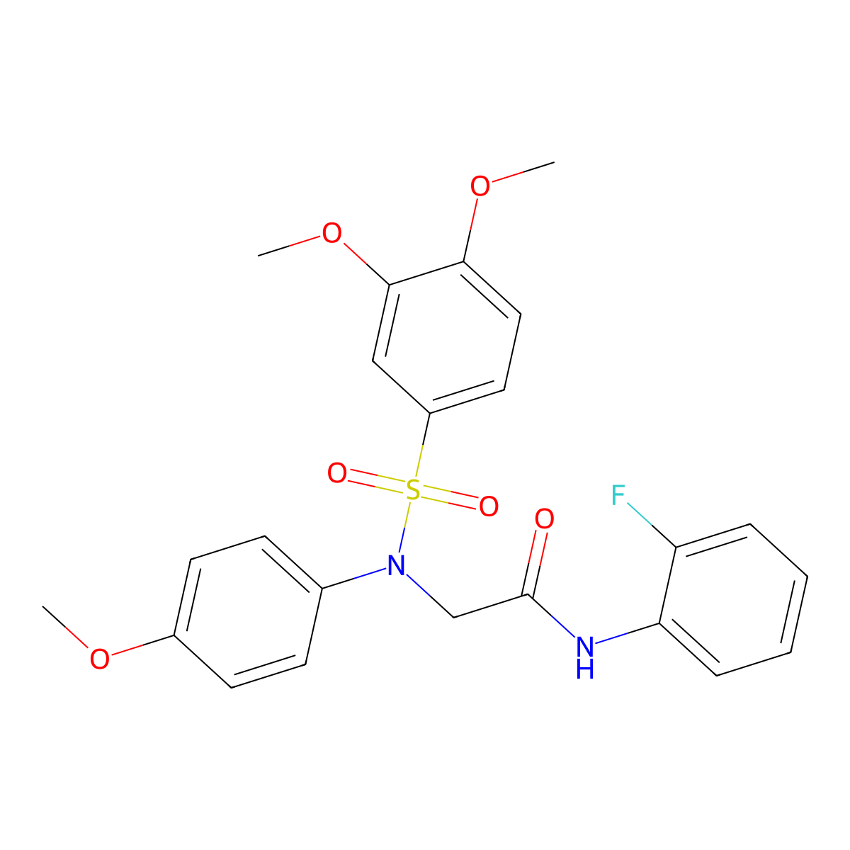 N~2~-(3,4-Dimethoxybenzene-1-sulfonyl)-N-(2-fluorophenyl)-N~2~-(4-methoxyphenyl)glycinamide molecular structure, CAS 5985-17-1