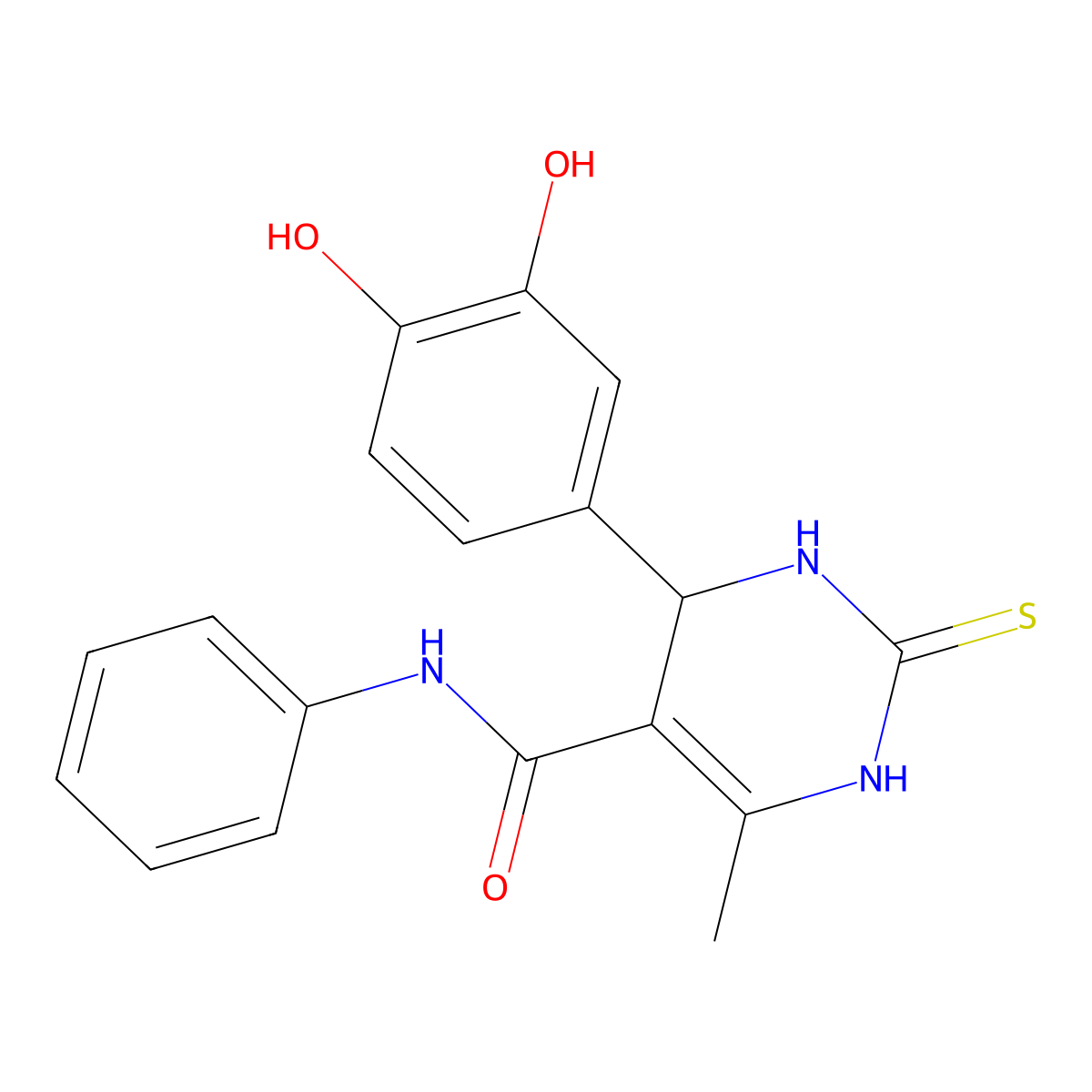4-(3,4-dihydroxyphenyl)-6-methyl-N-phenyl-2-sulfanylidene-3,4-dihydro-1H-pyrimidine-5-carboxamide molecular structure, CAS 5985-95-5
