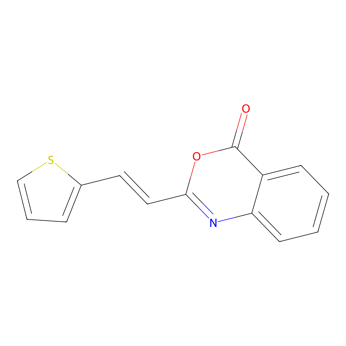 4H-3,1-Benzoxazin-4-one, 2-[2-(2-thienyl)ethenyl]- molecular structure, CAS 59850-88-3