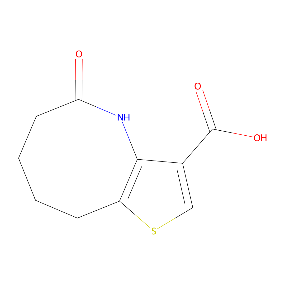 5-keto-6,7,8,9-tetrahydro-4H-thieno[4,5-b]azocine-3-carboxylic acid molecular structure, CAS 59851-11-5