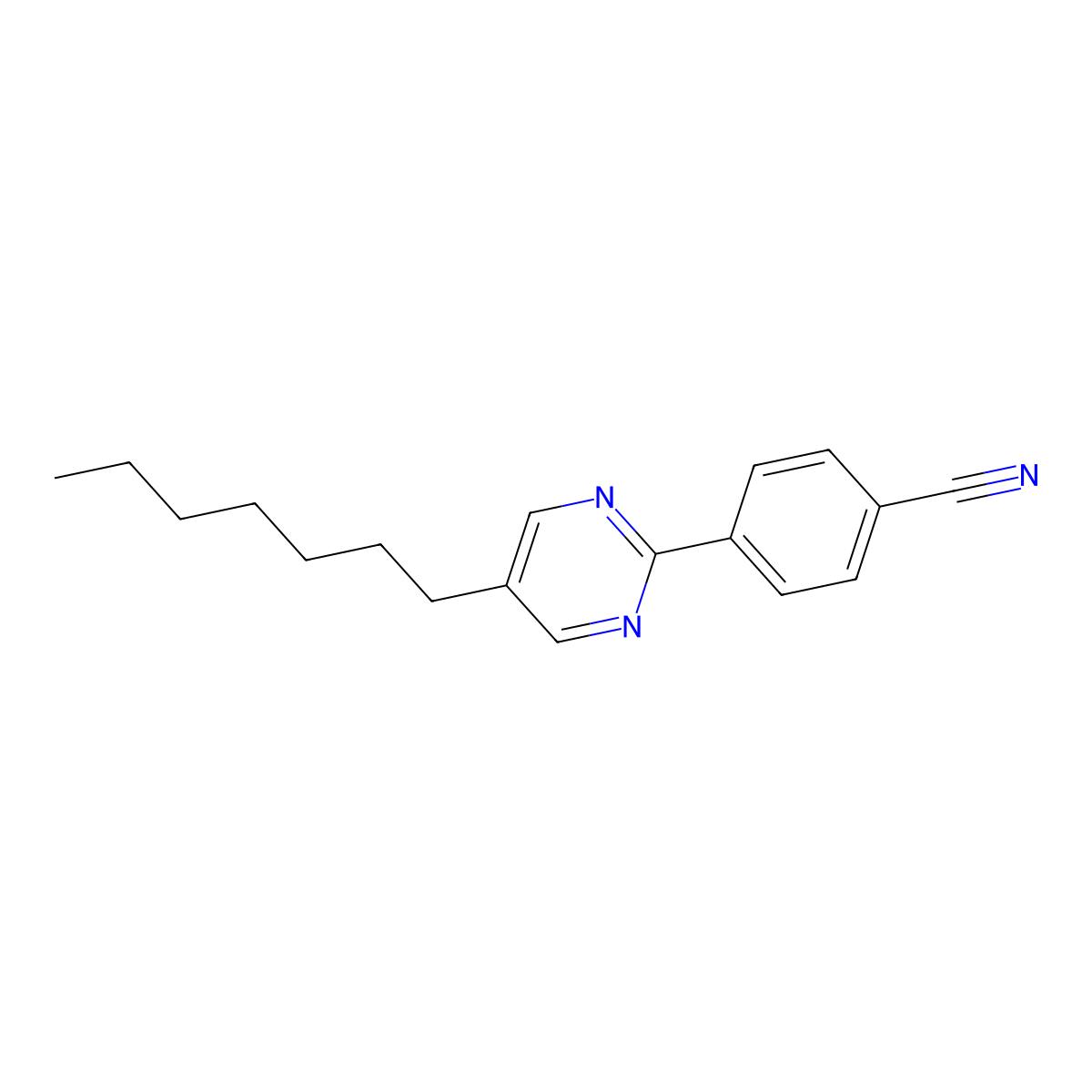 Benzonitrile, 4-(5-heptyl-2-pyrimidinyl)- molecular structure, CAS 59854-97-6