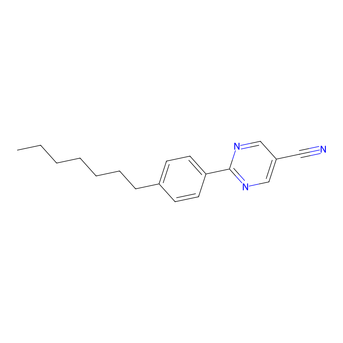 2-(4-Heptylphenyl)pyrimidine-5-carbonitrile molecular structure, CAS 59855-47-9