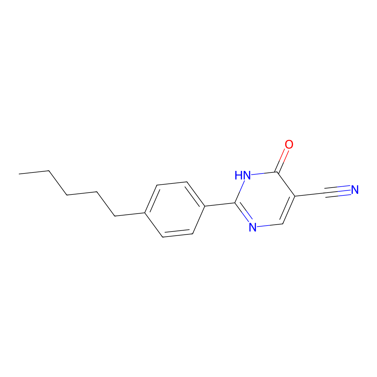 6-Oxo-2-(4-pentylphenyl)-1,6-dihydropyrimidine-5-carbonitrile molecular structure, CAS 59855-62-8