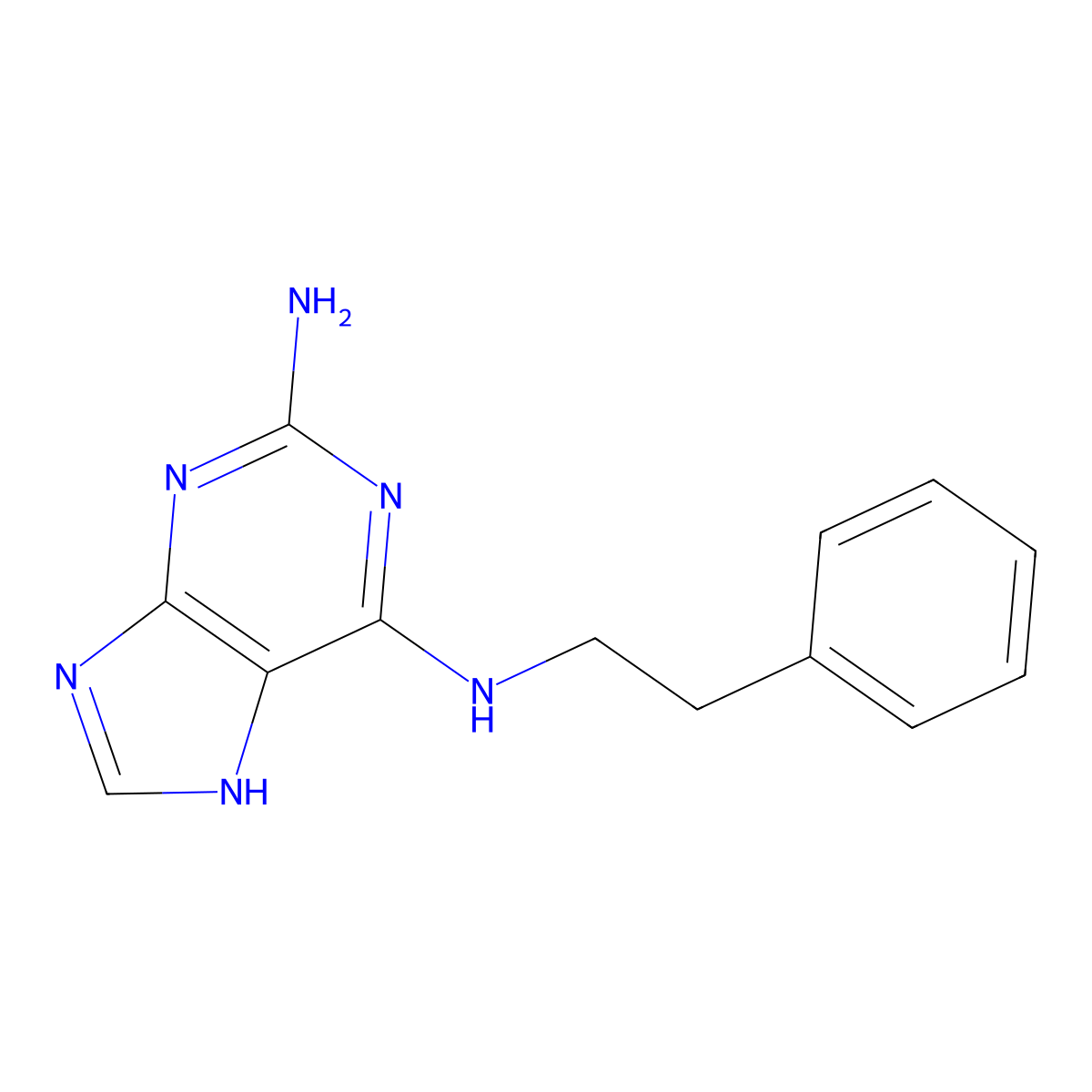 N6-Phenethyl-9H-purine-2,6-diamine molecular structure, CAS 59856-85-8