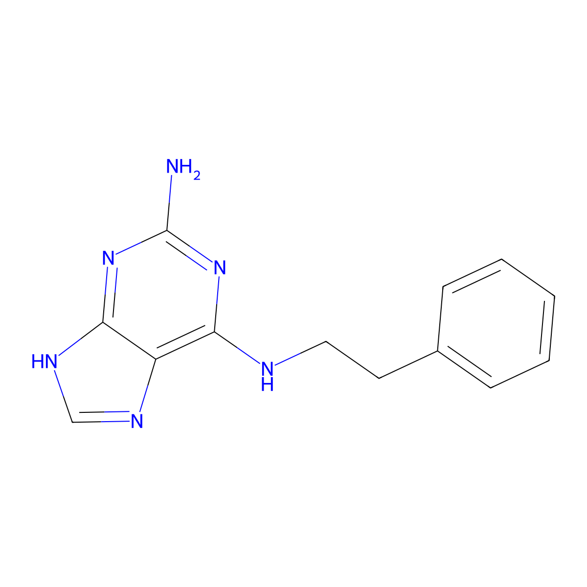 N6-Phenethyl-9H-purine-2,6-diamine molecular structure, CAS 59856-85-8