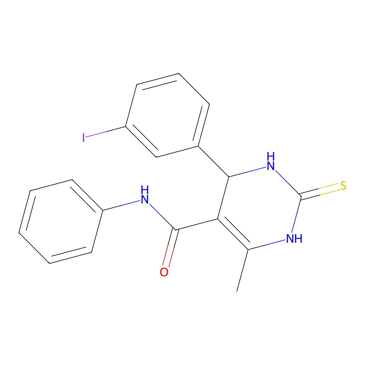 4-(3-iodophenyl)-6-methyl-N-phenyl-2-sulfanylidene-3,4-dihydro-1H-pyrimidine-5-carboxamide molecular structure, CAS 5986-18-5