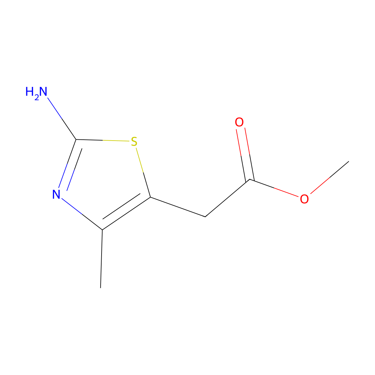 Methyl 2-(2-amino-4-methyl-1,3-thiazol-5-yl)acetate molecular structure, CAS 59865-90-6
