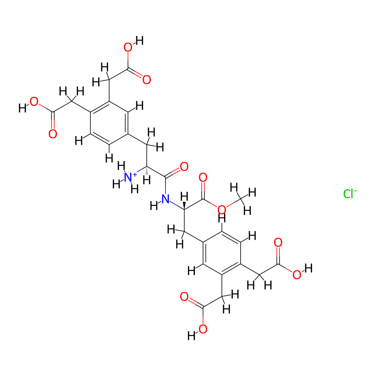 Alanine, N-(3,4-diacetoxy-L-phenylalanyl)-3-(3,4-diacetoxyphenyl)-, methyl ester, hydrochloride, L- molecular structure, CAS 59866-16-9