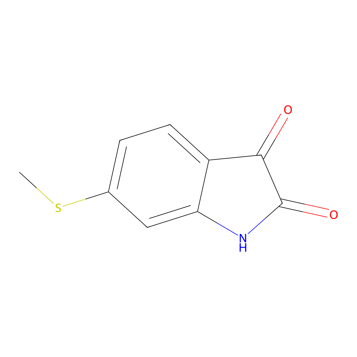 6-(methylsulfanyl)-2,3-dihydro-1H-indole-2,3-dione molecular structure, CAS 59868-43-8